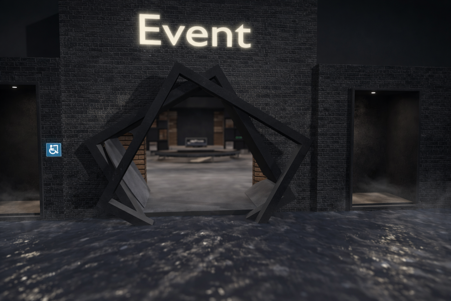 Home&Wear Event entrance archway in dark brick